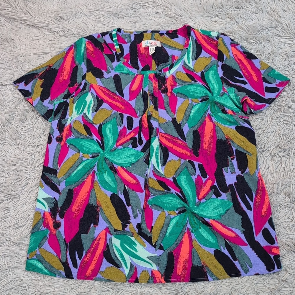 D‎ & Co. Shirt Womens XXS Multicolor Colorful Casual Comfort Lightweight